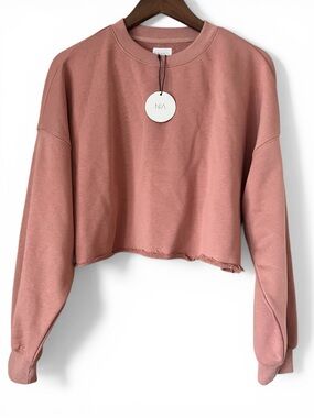 NIA Women's Cropped Crew Sweatshirt in Pale Mauve NWT Size S